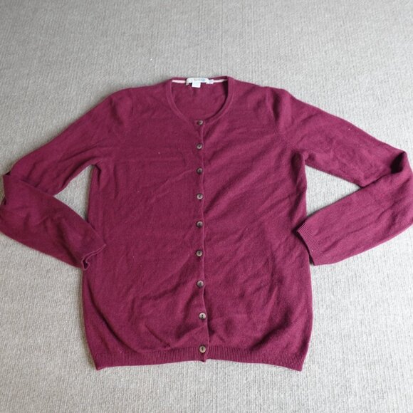 Boden Womens Sweater 6 Red Burgundy Cardigan Button Front 100% Cashmere - Picture 1 of 8
